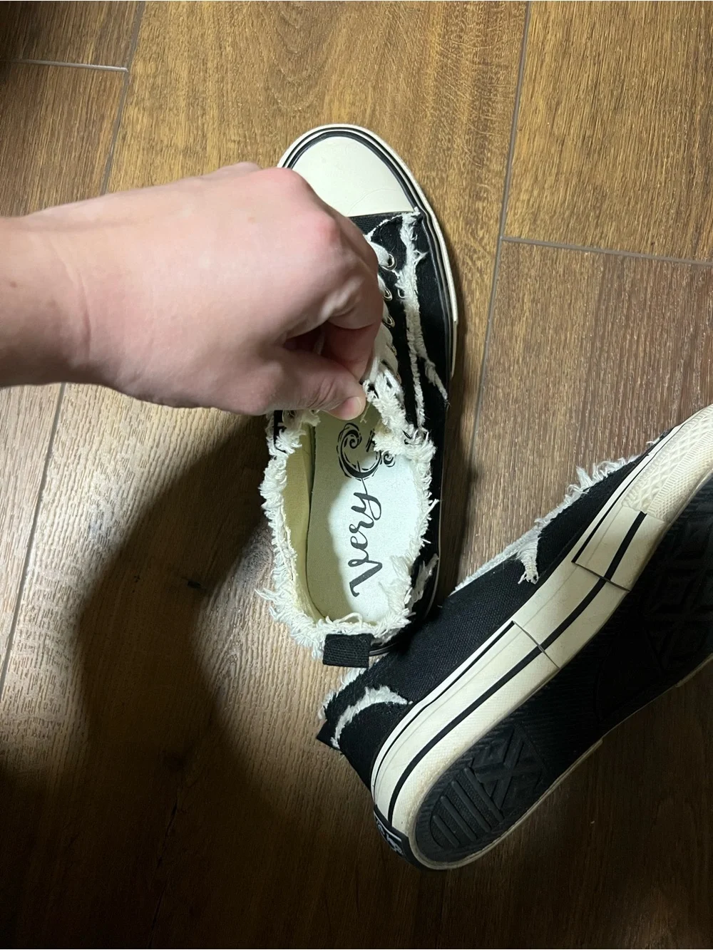 Very G Black Canvas Low-Top Sneakers with Cream Accents